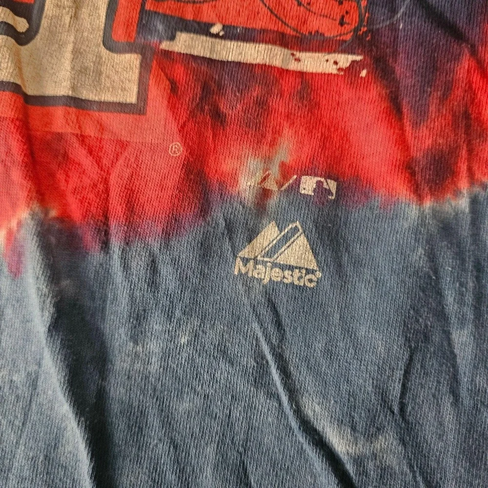 Texas Rangers Shirt Mens Large Multi-Color MLB Baseball Tie Dye Graphic Majestic